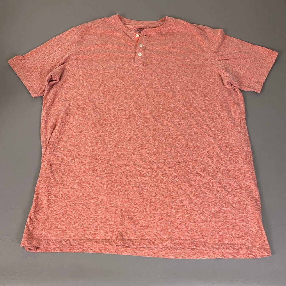 The Foundry Supply Co Henley Shirt Mens 2XLT Short Sleeve Heathered Salmon Pink